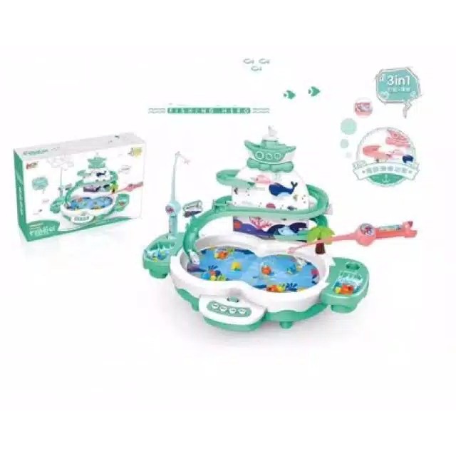 [JUALSEMUA18](1567-9)MAINAN PANCINGAN 3 in 1 PANCINGAN IKAN MAGNET SELUNCURAN DOLPHIN DAN MINI PIANO