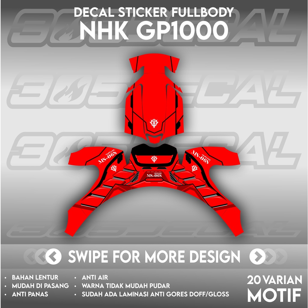 Sticker Decal Helm NHK GP1000 Motif gundam red | DECAL HELM | DECAL HELM FULL BODY