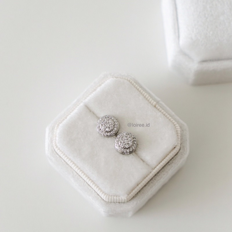 JULIA | Luxe Collection - Zirconia Round Halo Daily Stud Earrings - Anting Tusuk Wanita