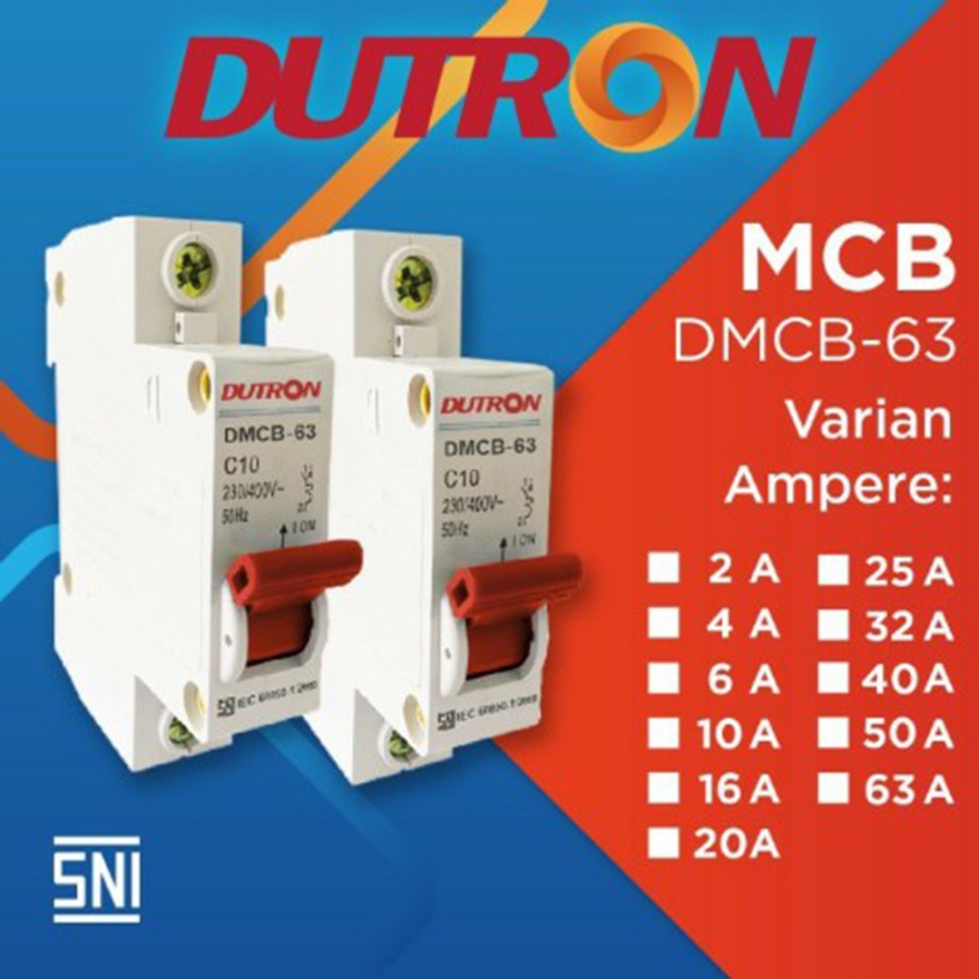 DUTRON MCB 10a 6a 2a 4a 6a 16a 20a 25a 32a 40a 50a 63a 1 Phase 1Phase 1p 1 p SNI