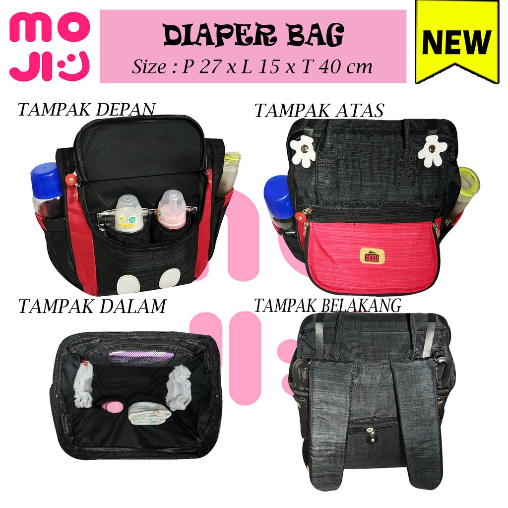 MOJI- Diaper Bag Miki / Mommy Bag / Backpack / Tas Popok Susu Bayi Import 6002