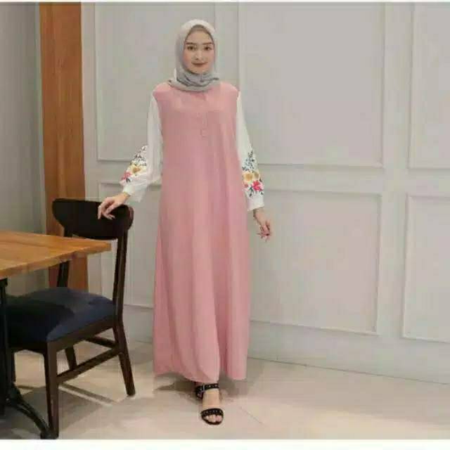 Baju Gamis Wanita Hinata Dresss Busui Bahan Moscrep