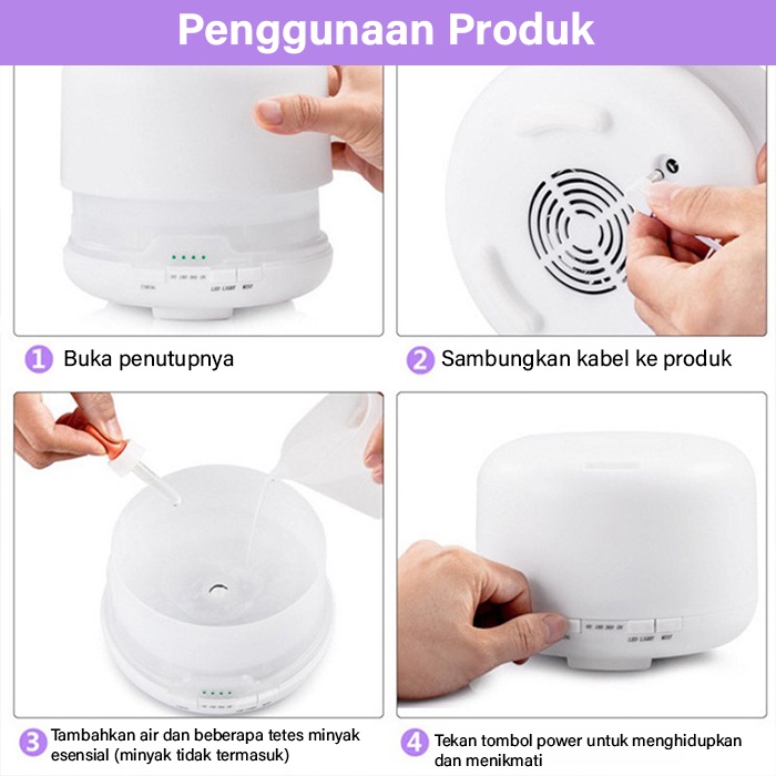 Humidifier Diffuser Air Purifier Aromaterapy Essential oil Difuser 500ML+ Remote