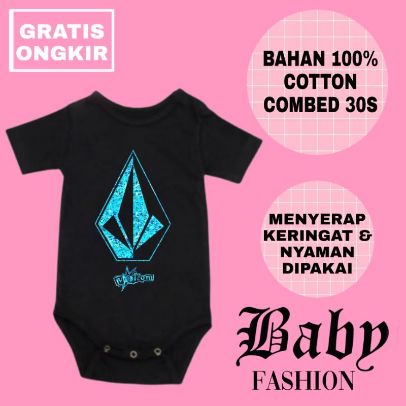 Baby JUMPER VOLCOM LOGO Bayi Kids Kaos Baju Anak Laki Laki Distro Bodyduit Jumpsuit hitam perempuan 