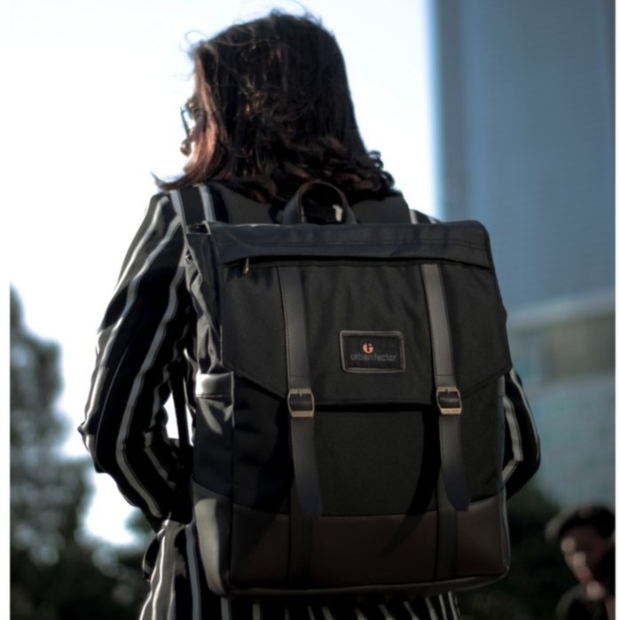 HIGHWAY BLACK |Urban Factor x FORIND| Tas Ransel Ori Bag Polos Pria Wanita Backpack Baru New Origina