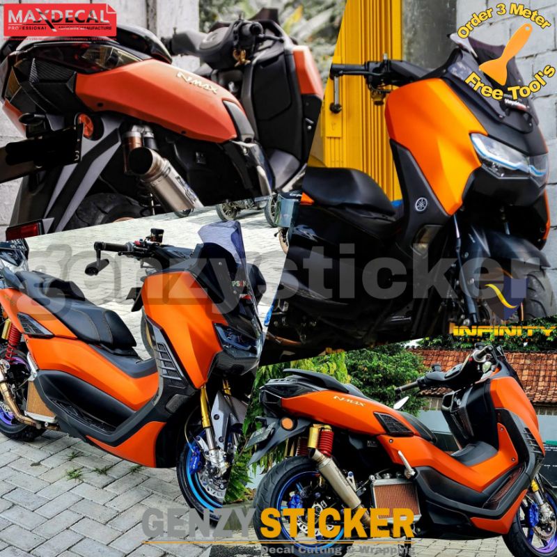 stiker skotlet motor oren chrome matt sticker orange metalik doff