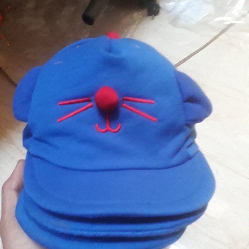 (1kg isi 25 pcs)Topi Bayi korea Karakter Kucing / COD-biru tua