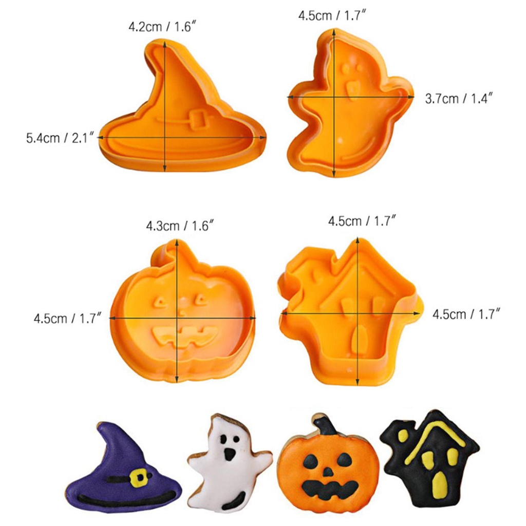 Nanas 8 Pcs Halloween Biskuit Cetakan Coklat 3D Press Cetakan Baking Fondant Cookie Cutter