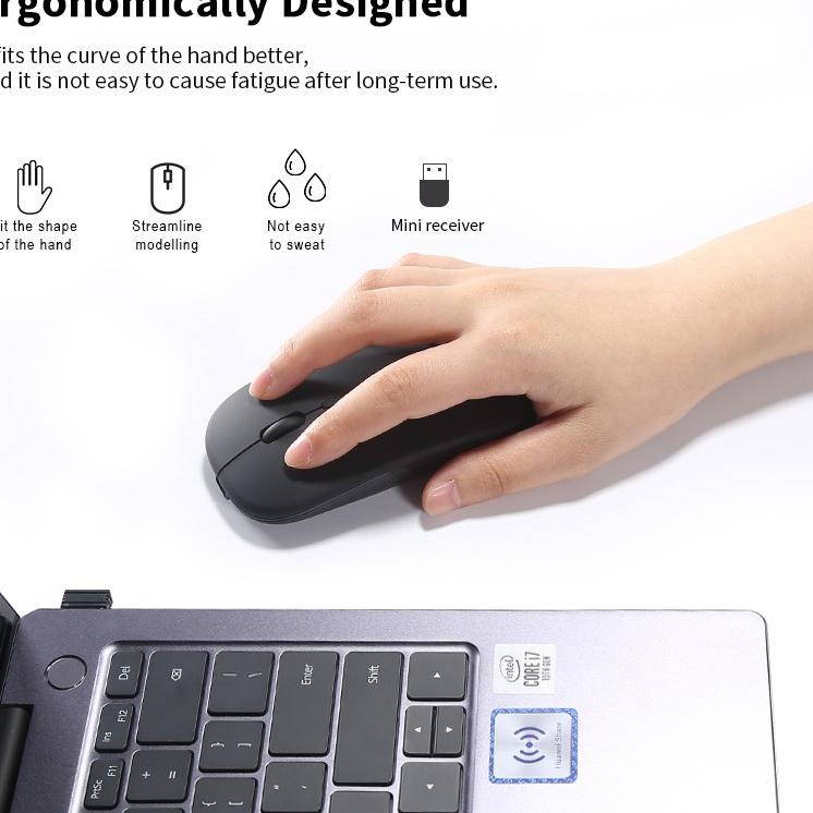 Baru Bermanfaat GROTIC Mouse Wireless X1 Silent Rechargeable 2.4Ghz 1600DPI dengan Receiver USB untuk  PC Laptop