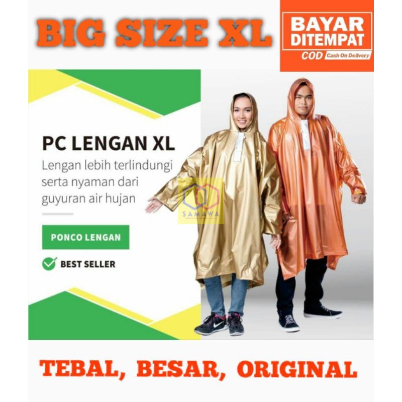 Jas Hujan XL Ponco Lengan XL TEBAL,KUAT, BESAR merk IBEX