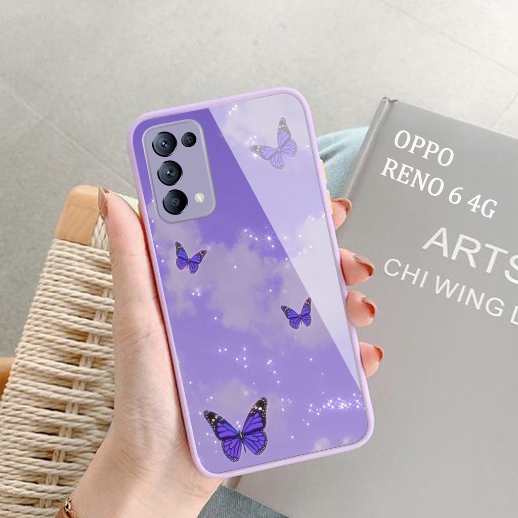 [G03] Softcase Kaca Lilac OPPO RENO 6 4G ( Case Hp OPPO RENO 6 4G ) Casing Hp OPPO RENO 6 4G