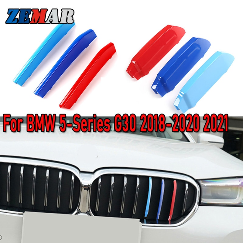 3pcs ABS Untuk 20212020 2019 2018 BMW G30 5seri Mobil Racing Grille Strip Trim Clip M Power Kinerja Aksesoris