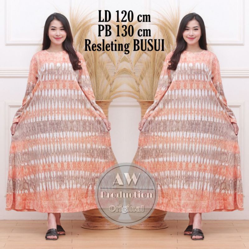 Daster Jumbo Kekinian Kaos Abstrak Lengan Panjang Busui Resleting Depan Dress Bumil Batik Pekalongan Adem Halus Termurah