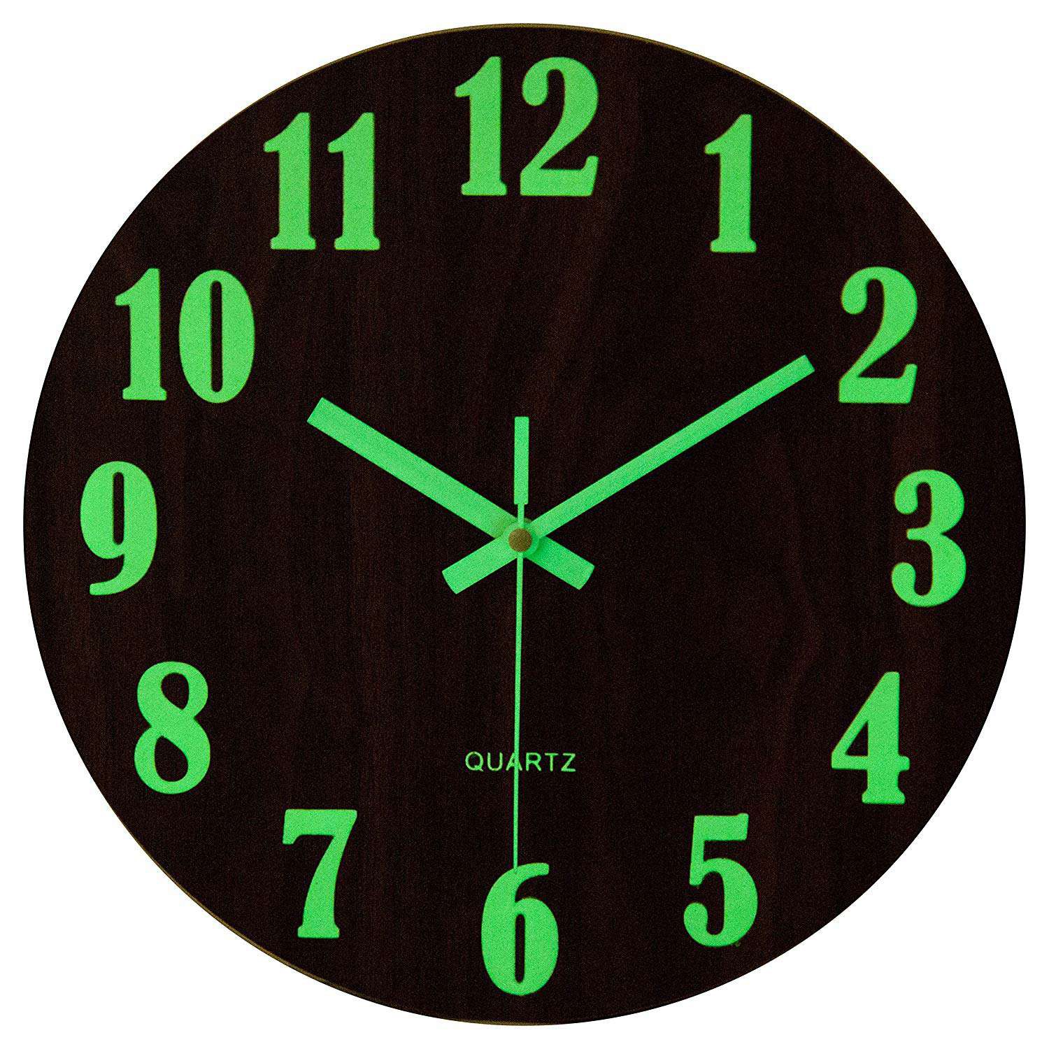 12 Inch Night Light Function Wooden Wall Clock Vintage Rustic Country Tuscan Style For Kitchen Office Home Silent Non Ticking Large Number Battery Operated Indoor Clocks Shopee Indonesia