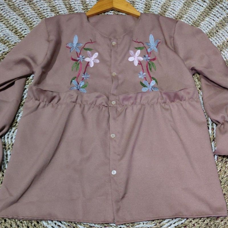 BLOUSE MOSCREPE BORDIR//CHIKHA SHIRT BIMBERS BORDIR