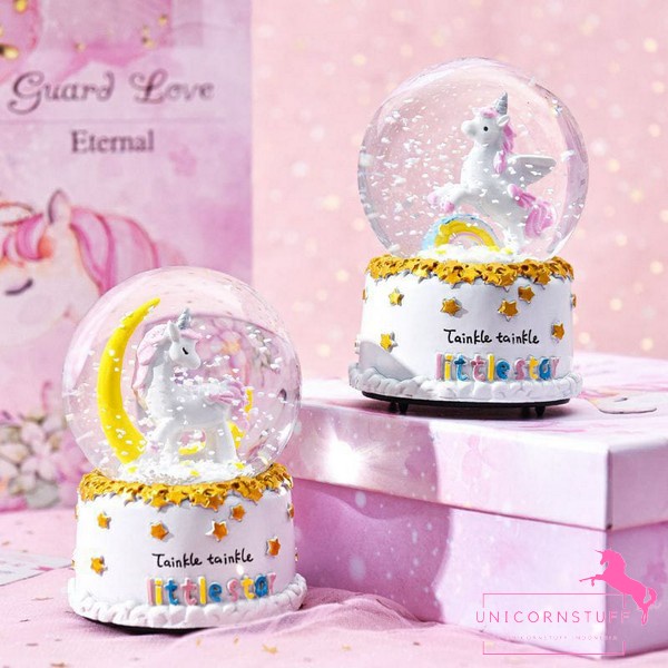 Lampu Hias Snowball Unicorn Kotak Musik Kamar Anak Kado Anak Mainan Cewek Snow Ball Perempuan Kado Hadiah