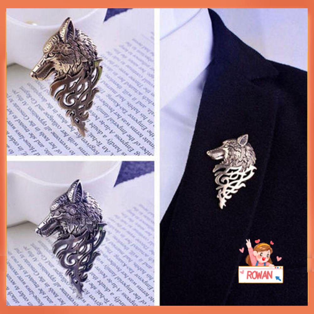 ROW New Wolf Brooch Vintage Punk Lapel Badge Pin Fashion Men Jewelry Class Suit Collar/Multicolor