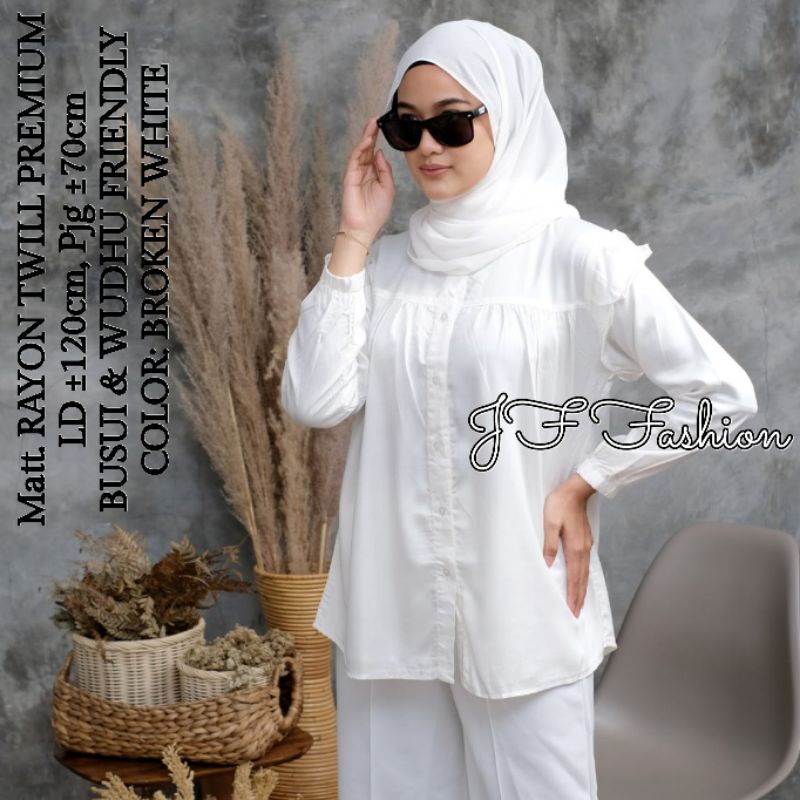 Blouse LD±120cm (XXL) RAYON TWILL PREMIUM //JF5055-BroknWite,RempelTWIL