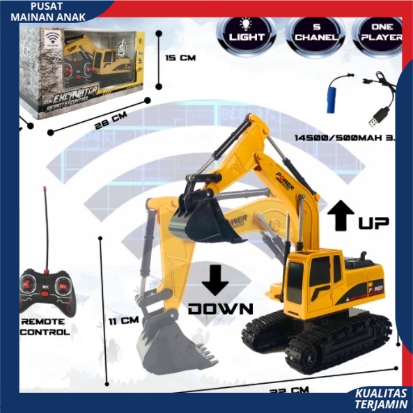 Mainan Anak Mobil Remote Control Beko Excavator Baterai cas RC Truck Konstruksi Eskavator