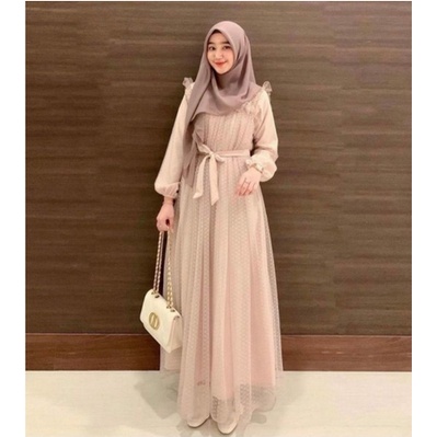 Gamis Muslim Remaja Brokat Pesta Kondangan Terbaru Modern 2022 Maxi Melani Kekinian Ukuran Fit L