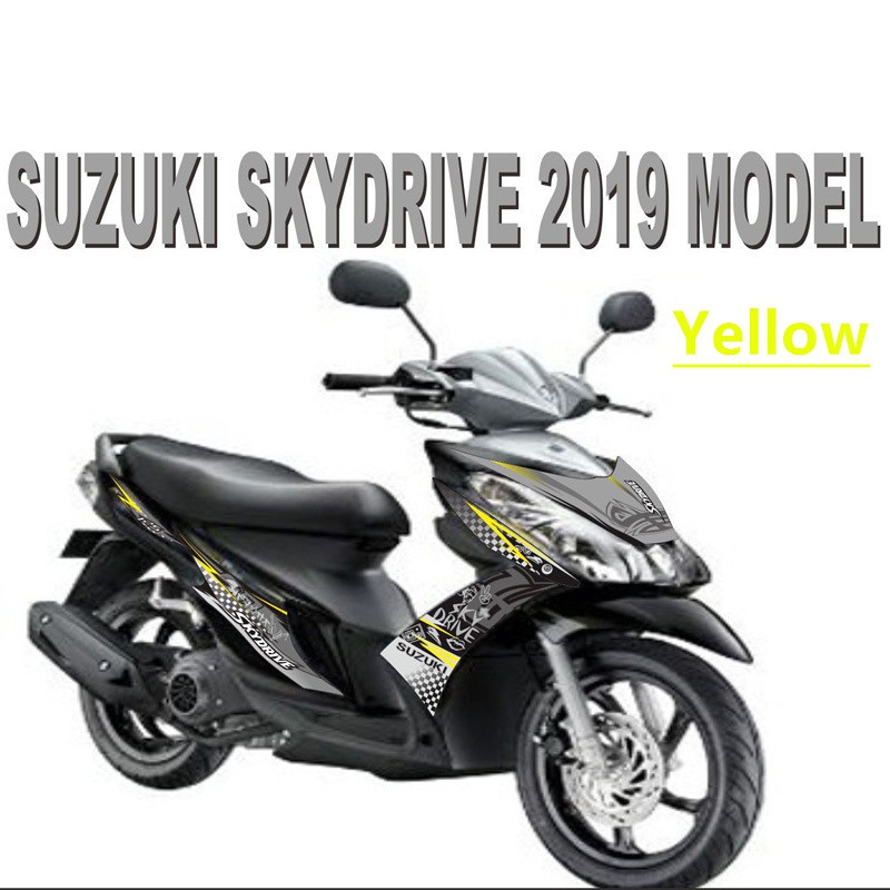 Sticker Decal Dekorasi Motor Suzuki Skydrive 2018 2019 Warna Abu Kuning