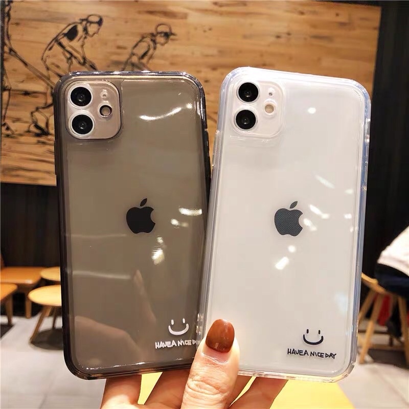 Simple Transparan Smiley Softcase Polos iphone 7/8+ XS XS Max XR 11 Pro Max 12 Pro Max