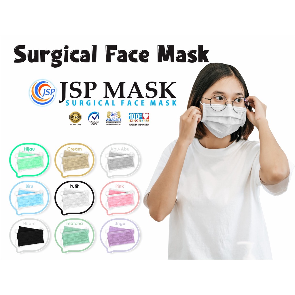 Masker 4PLY isi 50 PC FREE 5 KONEKTOR masker medis KEMENKES surgical JSP mask JM03