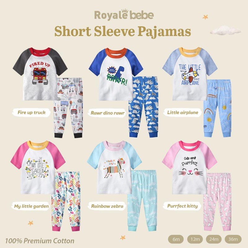 Royale Bebe Sleeve Pajamas/Piyama Bayi/Piyama anak