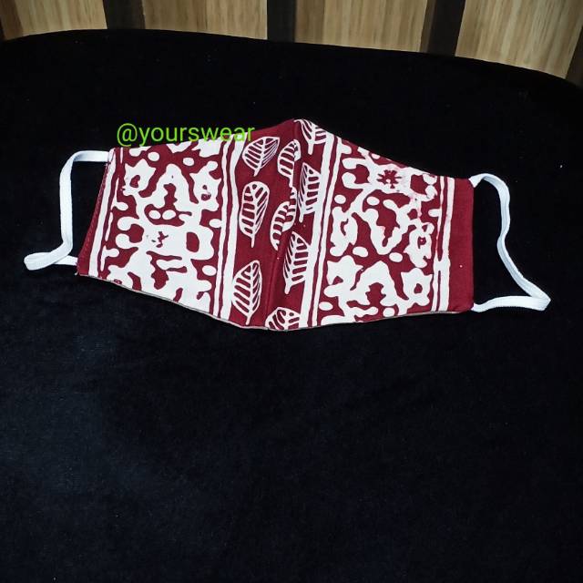 Masker Batik - Daun Merah Maroon