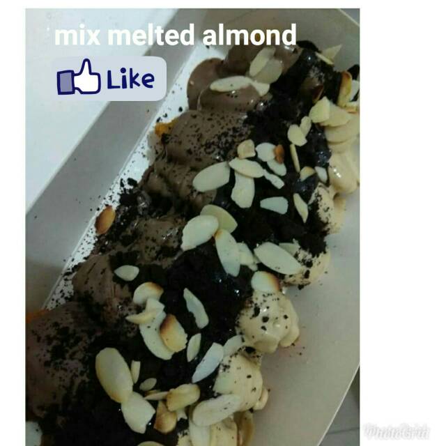 

Pisang nugget mix melted almond