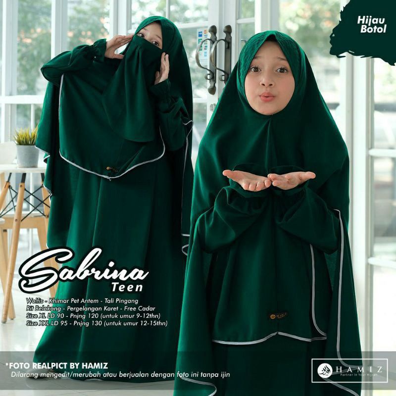 Gamis Syar'i Remaja Anak perempuan 11-12-13 tahun |Gamis Set Hijab+cadar |Gamis tanggung SD SMP terb