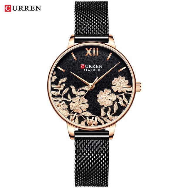 CURREN 9065S Jam Tangan Wanita Analog Stainless Steel Motif Vintage WATCHKITE WKOS