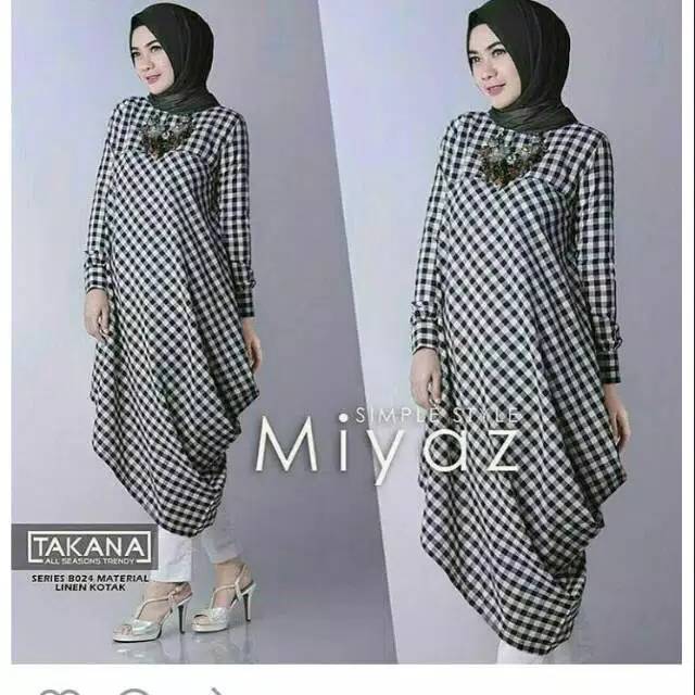 [Bisa COD] Baju Muslim Wanita Tunik Kotak Miaz Terbaru Disain Kekinian Harga Murah Kualitas Di Jamin Bagus.