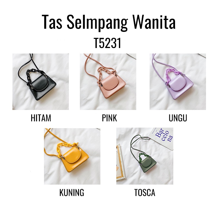 OSM JKT T5231 Tas Selempang Wanita / Tas Selempang Rantai Fashion Wanita / Tiny Chain / Tas Bahu Rantai Fashion Korea