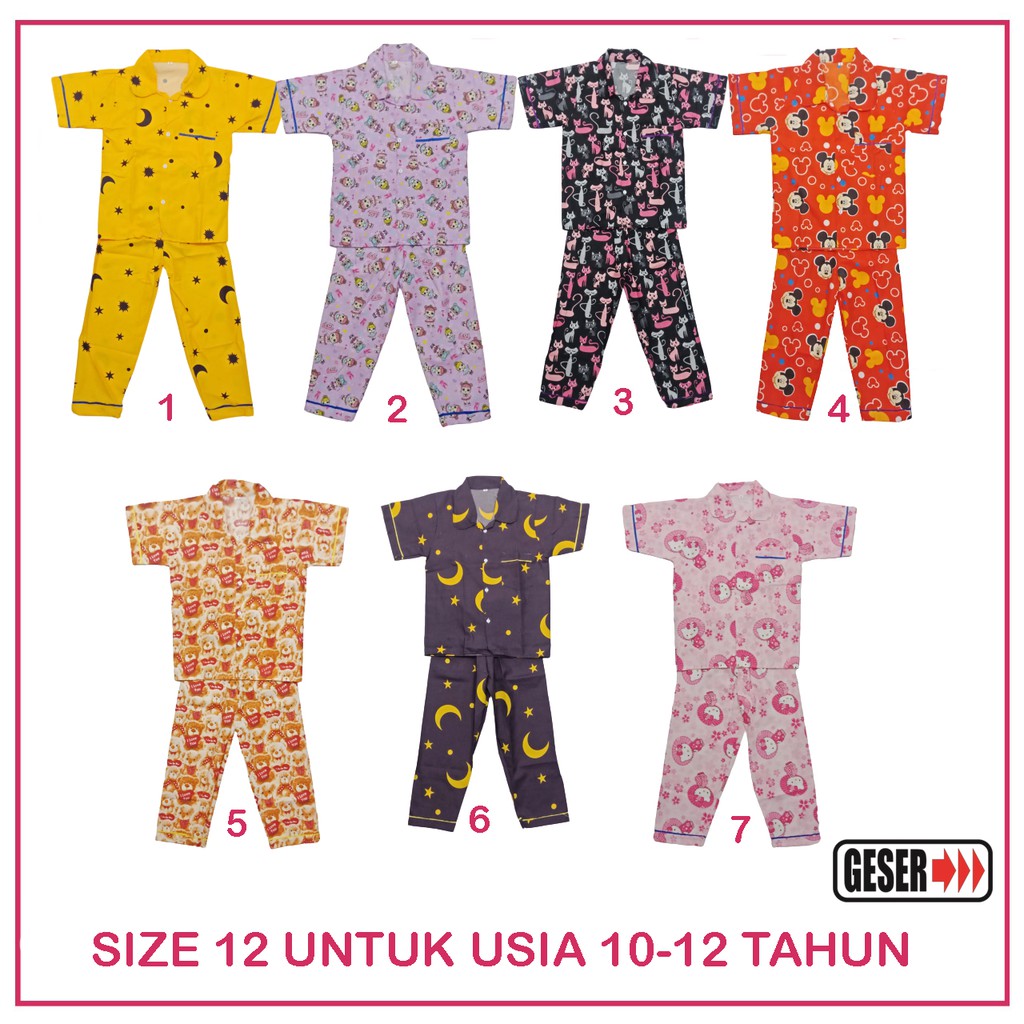 BAJU PIYAMA ANAK / PIYAMA ANAK MOTIF CATUN CATRA / BAJU TIDUR ANAK / PIYAMA ANAK ANAK