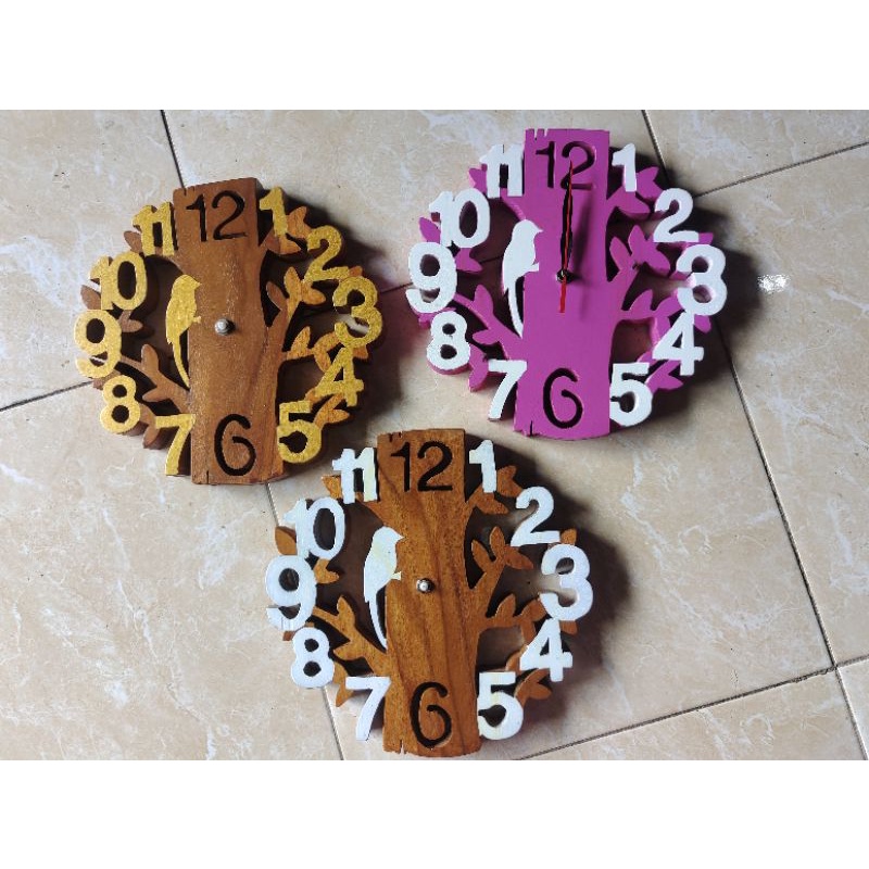 Jam dinding Kayu Jati Asli