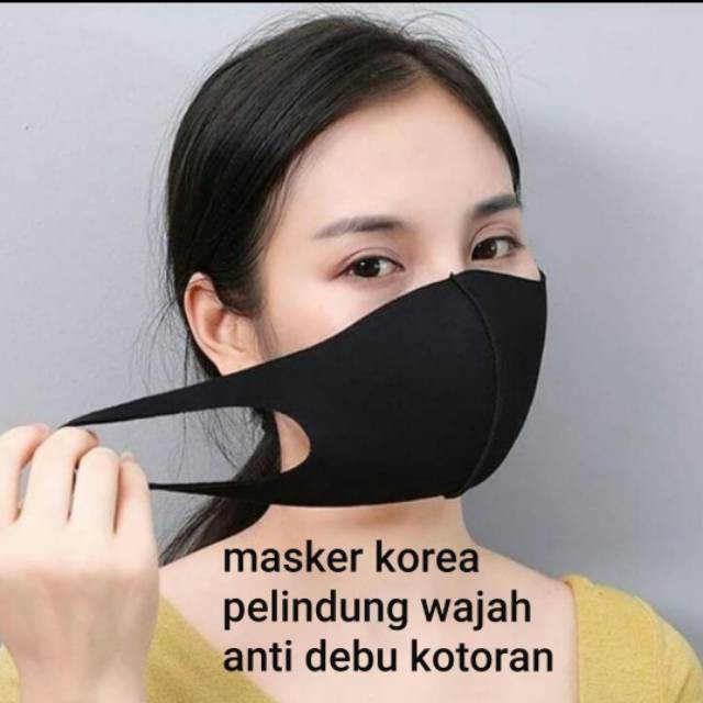 [BISA COD] Masker Korea Bahan Scuba Stretch Grade A Bahan Tebal Laser Cut + Jahit Rapih