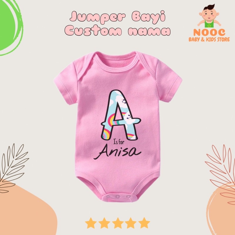 Jumper Bayi Custom NAMA (MOTIF 1) / BAJU MASUKAN NAMA / Jumper Nama Bayi