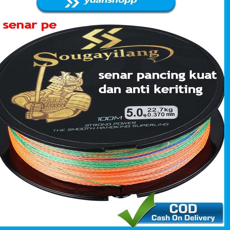 senar pe 4 Colors 100M PE Fishing line Senar Pancing 4 Braided Fishing Line 12LB-40LB senar pancing 
