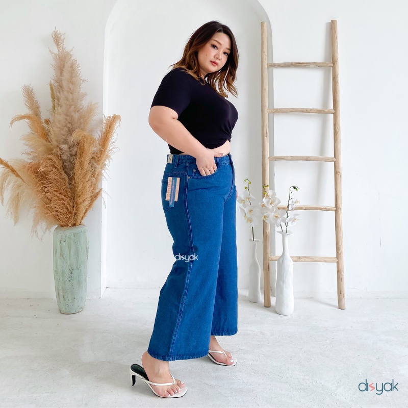 DISYAK - JUMBO Kulot Curvy High Waist Non Stretch Dark Blue 921