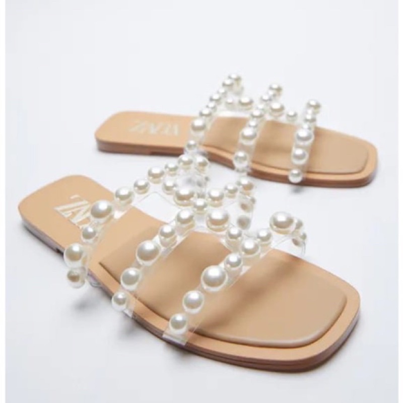 SANDAL WANITA ZS336 Z FLAT PEARL BEAD SANDALS PREMIUM IMPORT