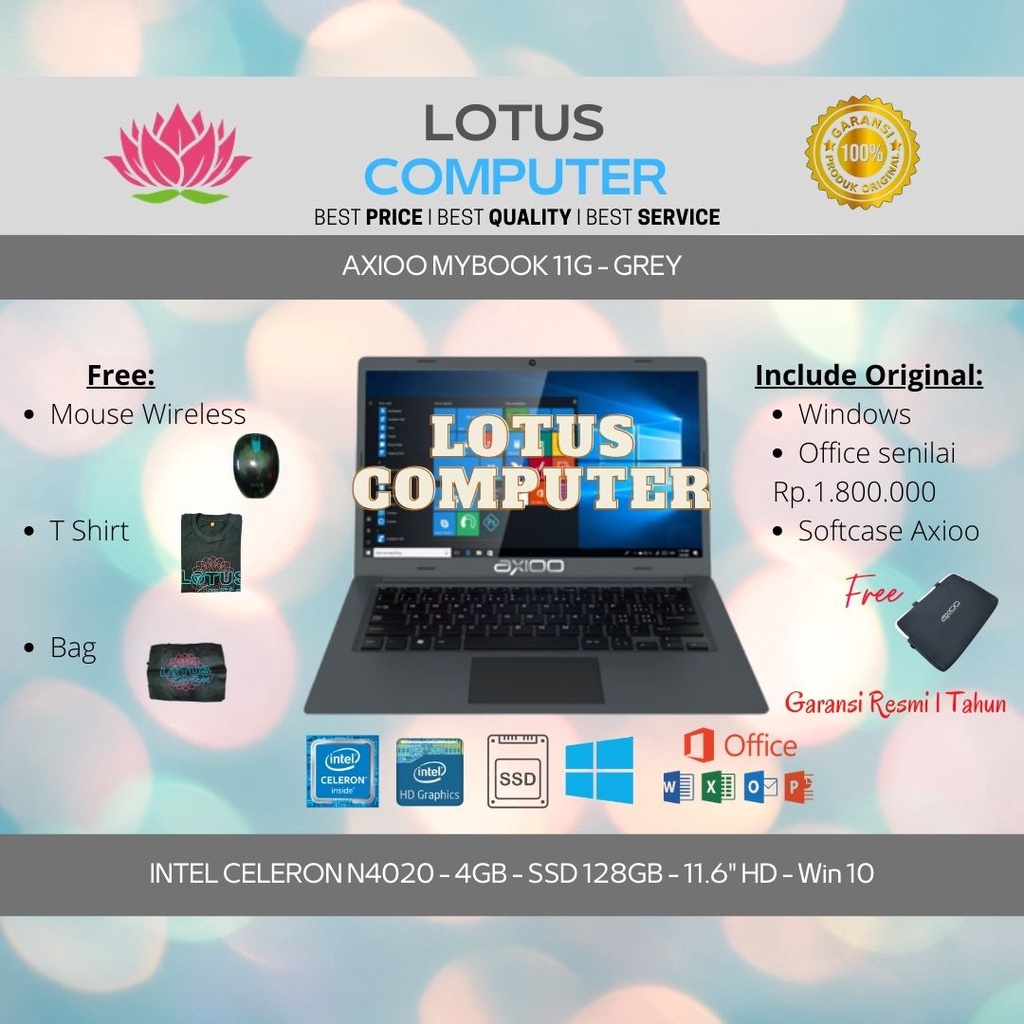 AXIOO MyBook 11G/Celeron N4020/4GB/128GB/11.6"HD/Win 10/Grey