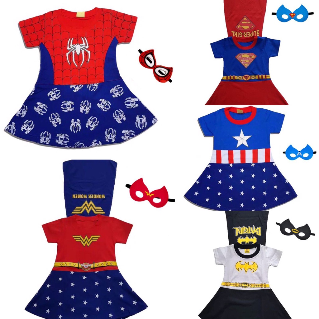 DRESS ANAK PEREMPUAN MOTIF SUPERHERO