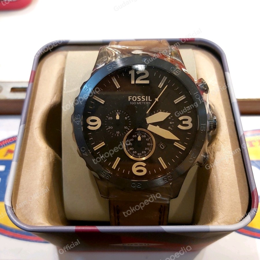 JAM TANGAN PRIA FOSSIL JR 1487 JR1487 BLACK BROWN