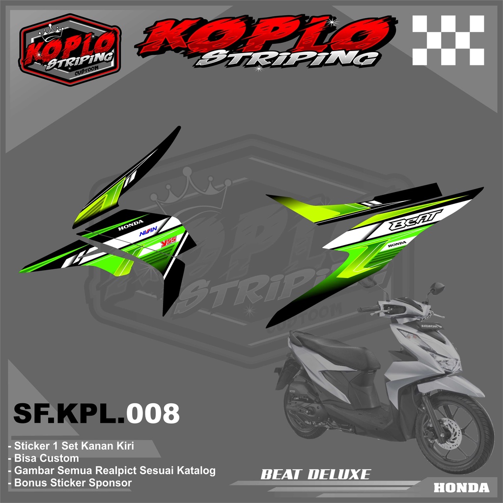 Striping Motor Honda Beat Deluxe - Sticker Striping Variasi Motor Honda Beat Deluxe. KPL 008