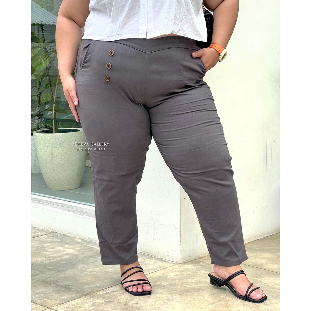 ADEEVA Comfi Pants Jumbo Celana Panjang Wanita Jumbo Katun Twill Stretch