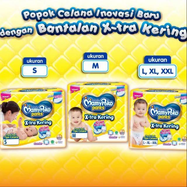 MamyPoko Pants X-tra Kering - 
S22 / L20 / XL20 - Popok Celana Ekstra Kering