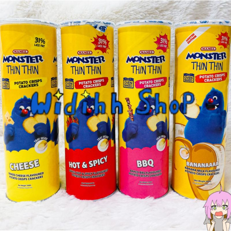 HALAL Mamee Monster Thin Thin Potato 100gram Malaysia / Thin Thin Banana / Thin Thin Bbq / Thin Thin