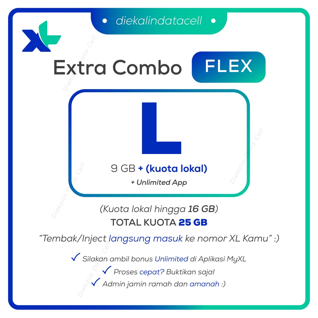 Paket Data Xtra Combo Flex L Tembak/Inject XL Axiata Extra Combo Murah Ramah Amanah