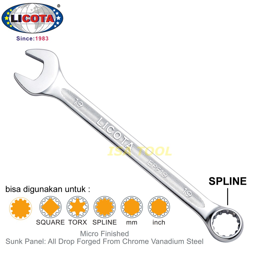KUNCI RING PAS - TEXTURE SPLINE COMBINATION WRENCH AWT-EPF24 LICOTA